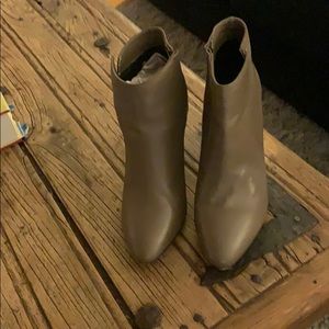 Brown booties from Europe with silver heels